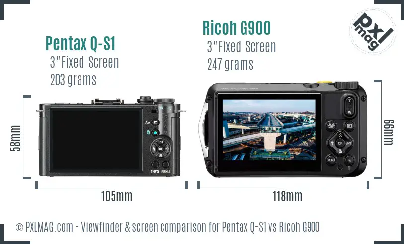 Pentax Q-S1 vs Ricoh G900 Screen and Viewfinder comparison