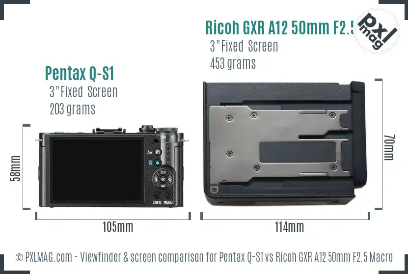Pentax Q-S1 vs Ricoh GXR A12 50mm F2.5 Macro Screen and Viewfinder comparison