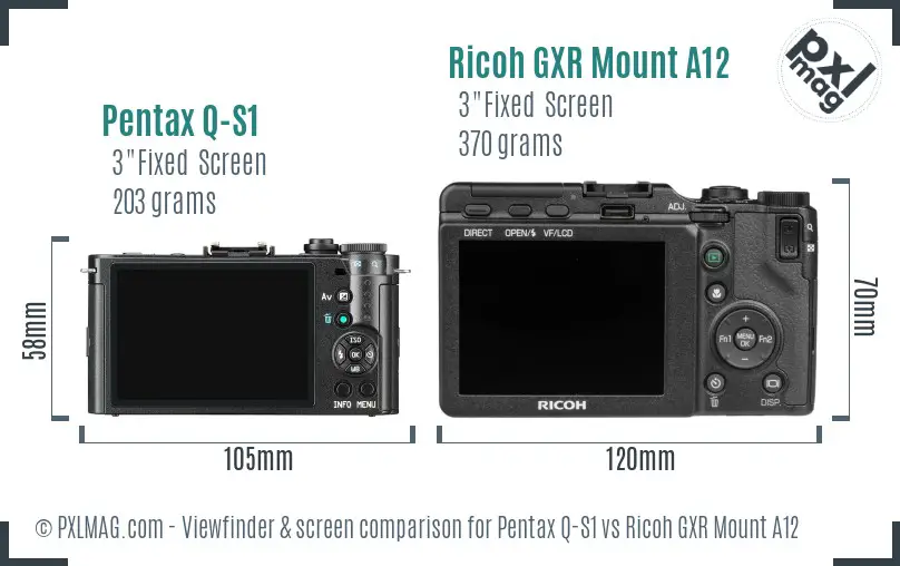 Pentax Q-S1 vs Ricoh GXR Mount A12 Screen and Viewfinder comparison Pentax Q-S1 vs Ricoh GXR Mount A12 Screen and Viewfinder comparison