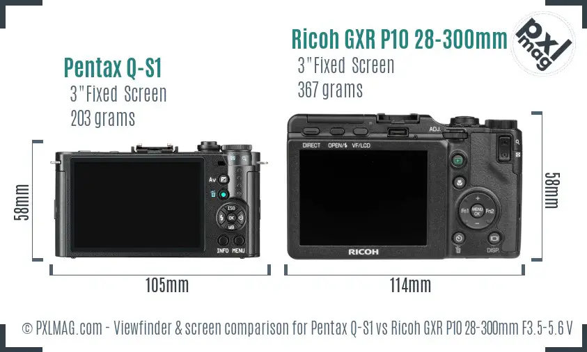 Pentax Q-S1 vs Ricoh GXR P10 28-300mm F3.5-5.6 VC Screen and Viewfinder comparison