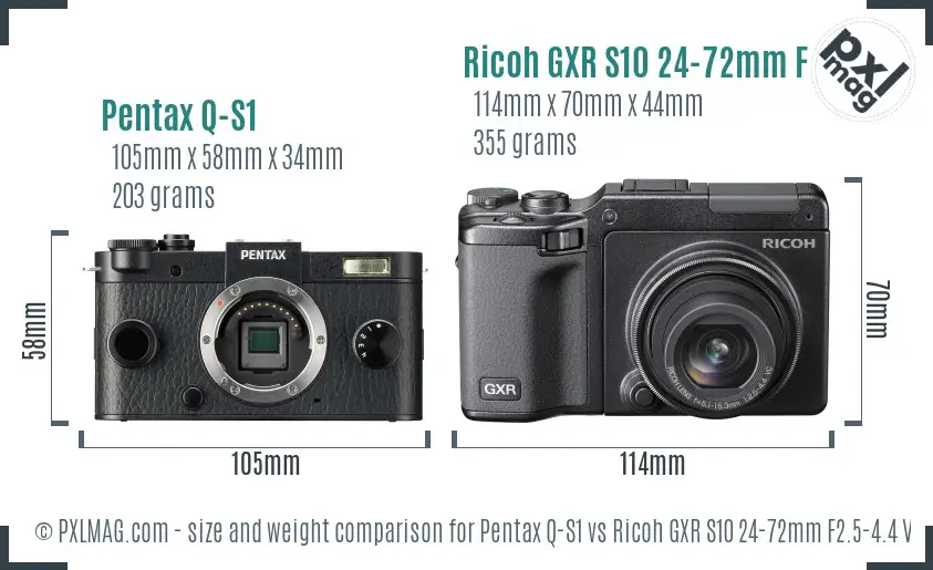 Pentax Q-S1 vs Ricoh GXR S10 24-72mm F2.5-4.4 VC size comparison