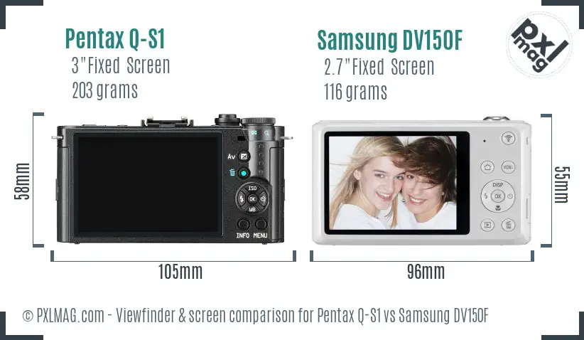 Pentax Q-S1 vs Samsung DV150F Screen and Viewfinder comparison