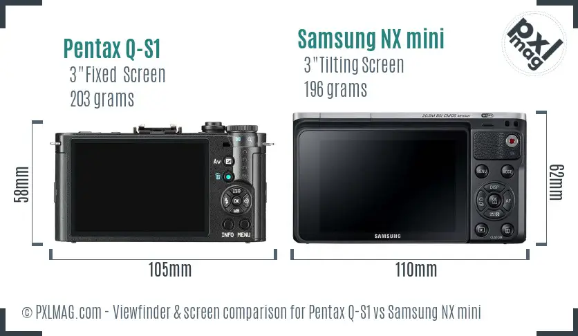 Pentax Q-S1 vs Samsung NX mini Screen and Viewfinder comparison
