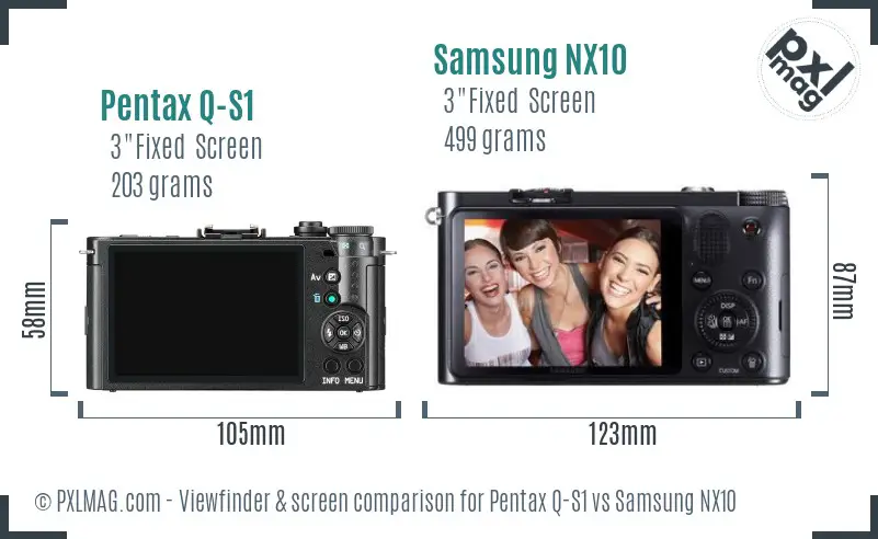 Pentax Q-S1 vs Samsung NX10 Screen and Viewfinder comparison
