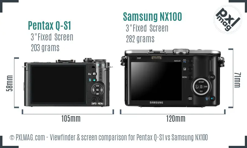 Pentax Q-S1 vs Samsung NX100 Screen and Viewfinder comparison