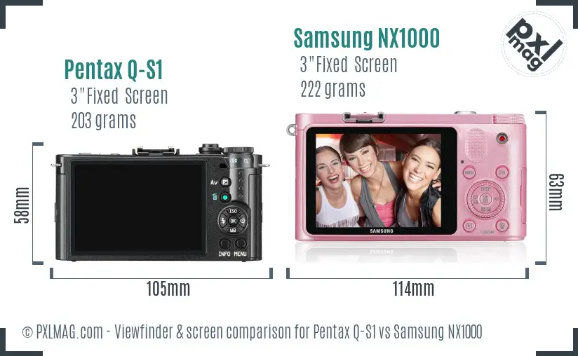 Pentax Q-S1 vs Samsung NX1000 Screen and Viewfinder comparison