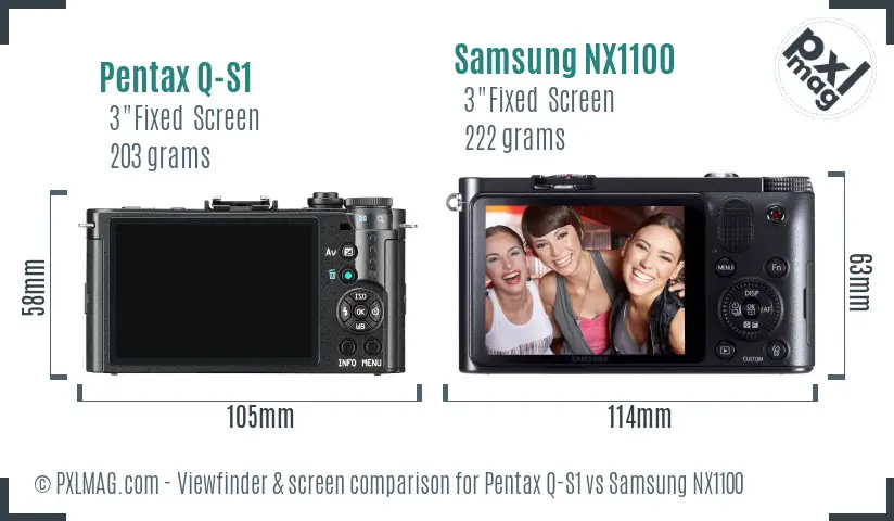 Pentax Q-S1 vs Samsung NX1100 Screen and Viewfinder comparison