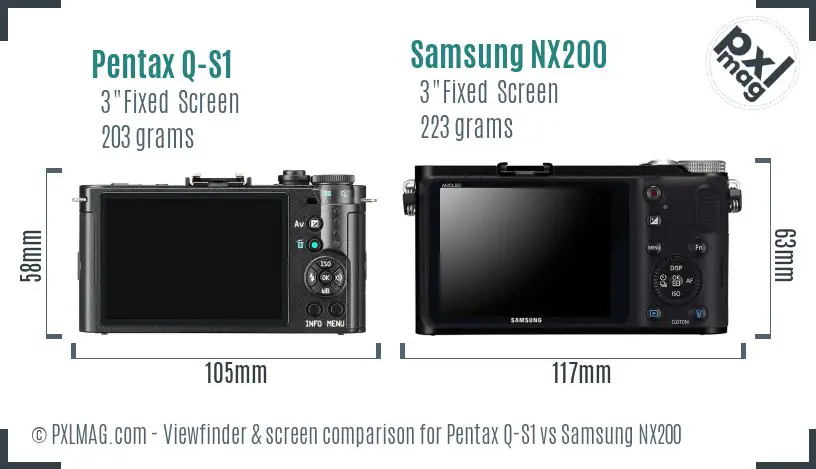 Pentax Q-S1 vs Samsung NX200 Screen and Viewfinder comparison