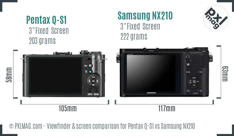 Pentax Q-S1 vs Samsung NX210 Screen and Viewfinder comparison