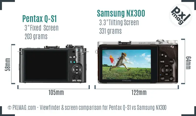 Pentax Q-S1 vs Samsung NX300 Screen and Viewfinder comparison Pentax Q-S1 vs Samsung NX300 Screen and Viewfinder comparison