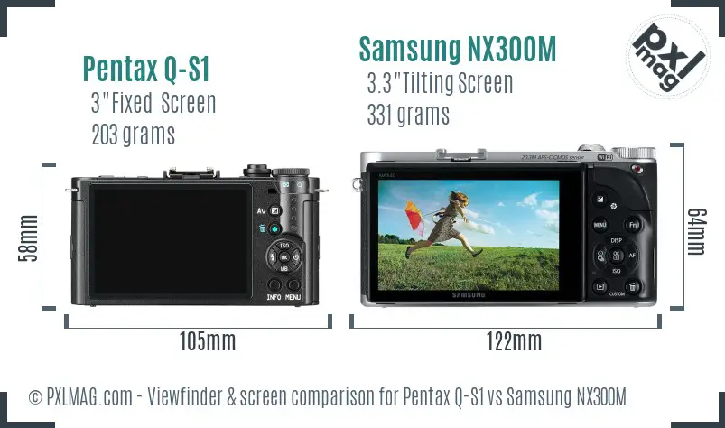 Pentax Q-S1 vs Samsung NX300M Screen and Viewfinder comparison