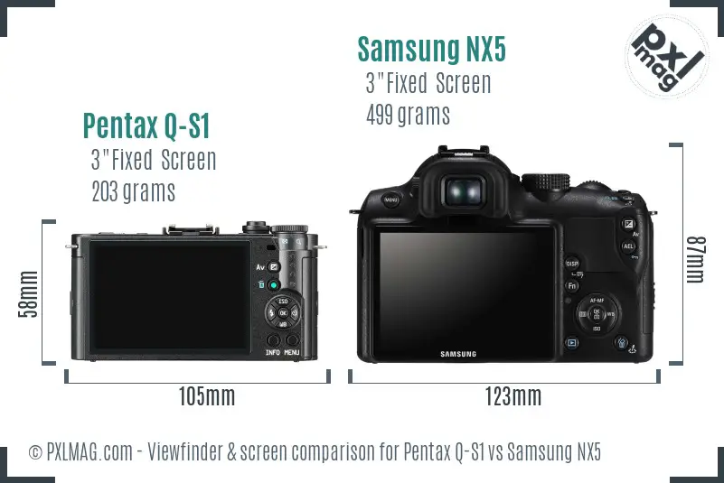 Pentax Q-S1 vs Samsung NX5 Screen and Viewfinder comparison