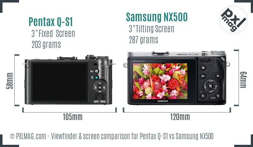 Pentax Q-S1 vs Samsung NX500 Screen and Viewfinder comparison