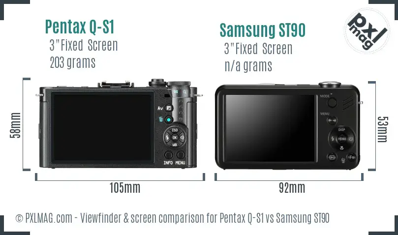 Pentax Q-S1 vs Samsung ST90 Screen and Viewfinder comparison