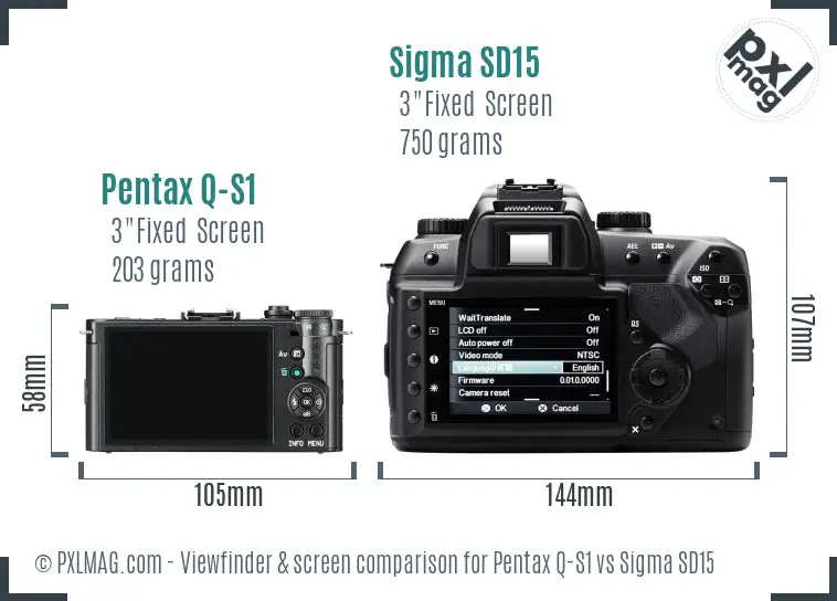 Pentax Q-S1 vs Sigma SD15 Screen and Viewfinder comparison Pentax Q-S1 vs Sigma SD15 Screen and Viewfinder comparison
