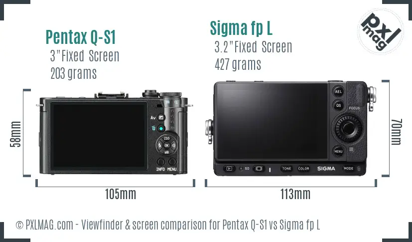 Pentax Q-S1 vs Sigma fp L Screen and Viewfinder comparison