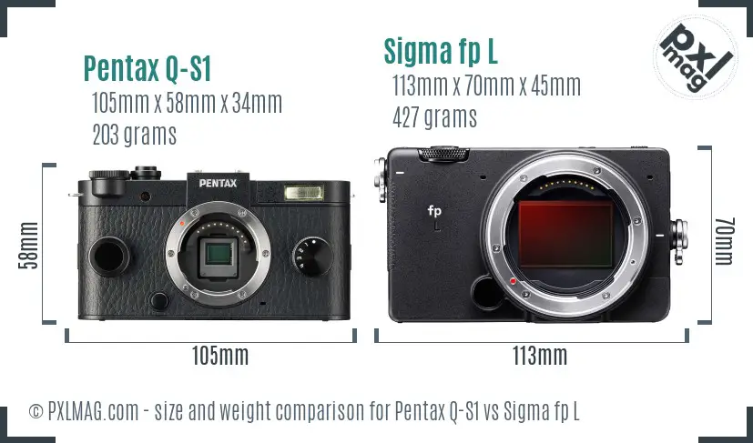Pentax Q-S1 vs Sigma fp L size comparison