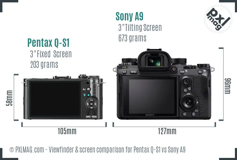 Pentax Q-S1 vs Sony A9 Screen and Viewfinder comparison Pentax Q-S1 vs Sony A9 Screen and Viewfinder comparison