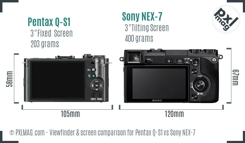 Pentax Q-S1 vs Sony NEX-7 Screen and Viewfinder comparison