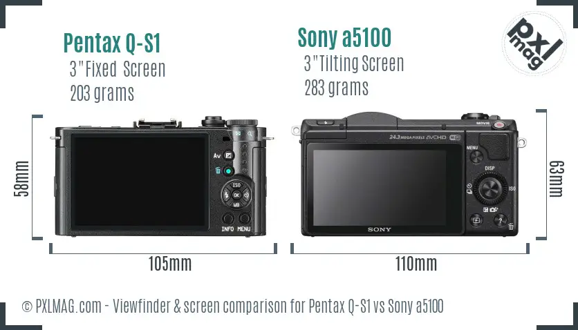 Pentax Q-S1 vs Sony a5100 Screen and Viewfinder comparison