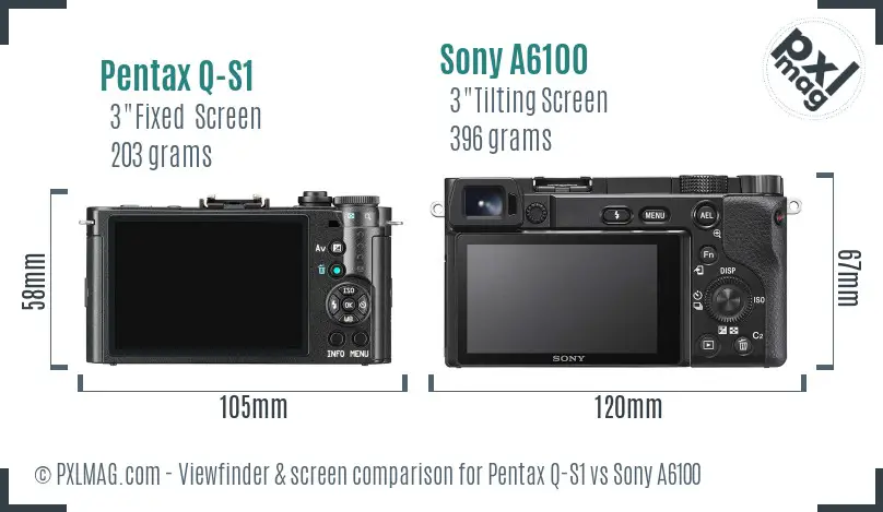Pentax Q-S1 vs Sony A6100 Screen and Viewfinder comparison Pentax Q-S1 vs Sony A6100 Screen and Viewfinder comparison