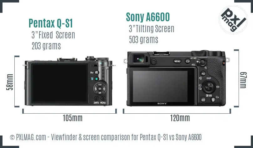 Pentax Q-S1 vs Sony A6600 Screen and Viewfinder comparison Pentax Q-S1 vs Sony A6600 Screen and Viewfinder comparison