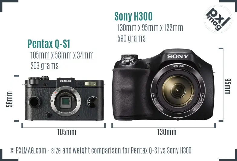 Pentax Q-S1 vs Sony H300 size comparison