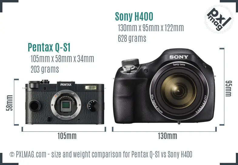 Pentax Q-S1 vs Sony H400 size comparison