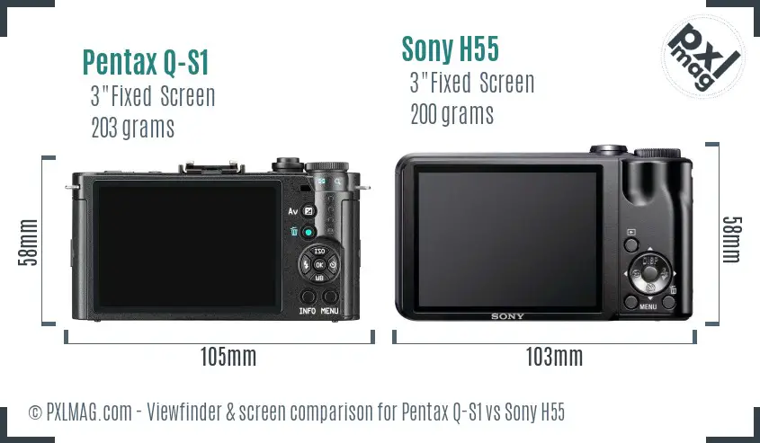 Pentax Q-S1 vs Sony H55 Screen and Viewfinder comparison