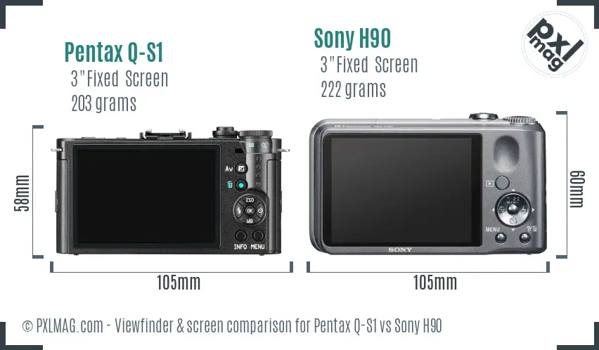 Pentax Q-S1 vs Sony H90 Screen and Viewfinder comparison