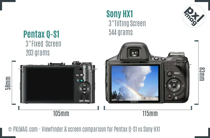 Pentax Q-S1 vs Sony HX1 Screen and Viewfinder comparison