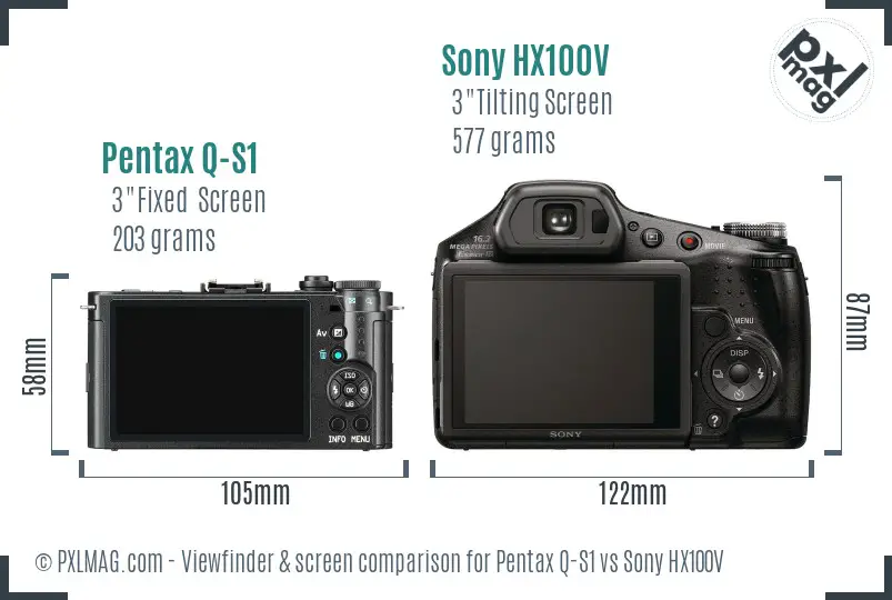 Pentax Q-S1 vs Sony HX100V Screen and Viewfinder comparison