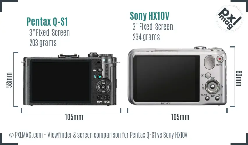 Pentax Q-S1 vs Sony HX10V Screen and Viewfinder comparison