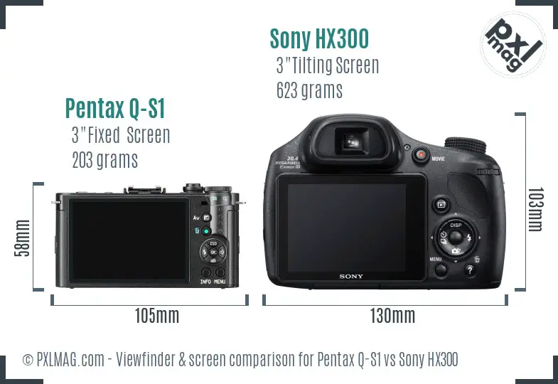 Pentax Q-S1 vs Sony HX300 Screen and Viewfinder comparison