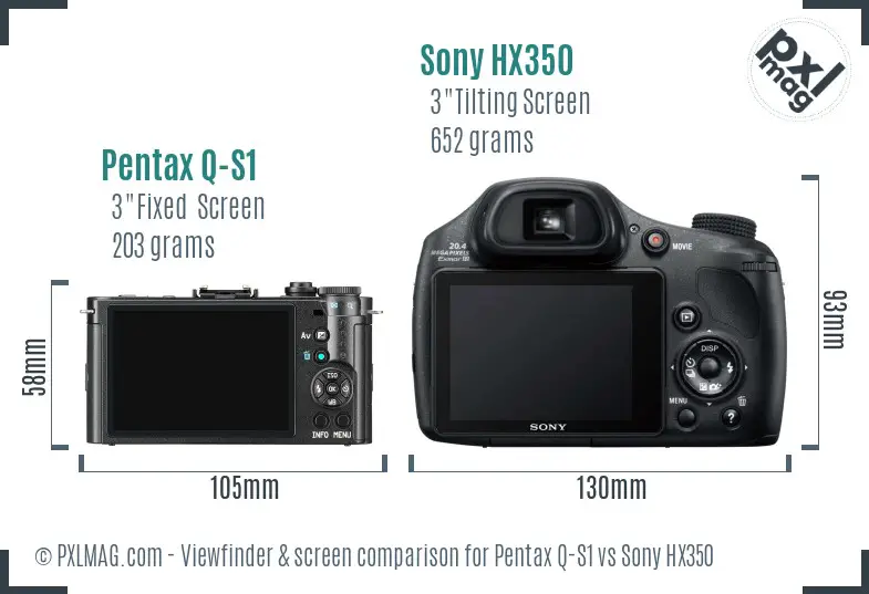 Pentax Q-S1 vs Sony HX350 Screen and Viewfinder comparison Pentax Q-S1 vs Sony HX350 Screen and Viewfinder comparison