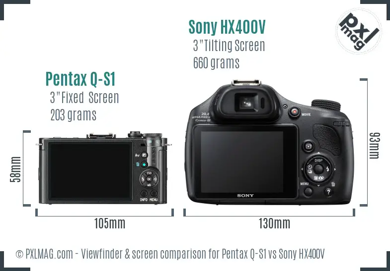 Pentax Q-S1 vs Sony HX400V Screen and Viewfinder comparison