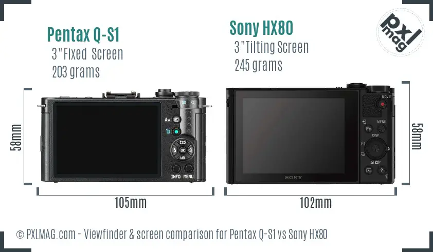 Pentax Q-S1 vs Sony HX80 Screen and Viewfinder comparison