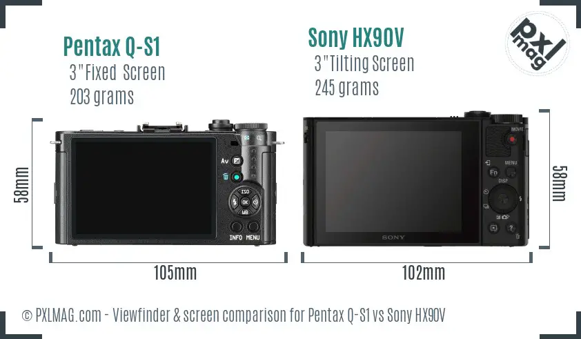 Pentax Q-S1 vs Sony HX90V Screen and Viewfinder comparison