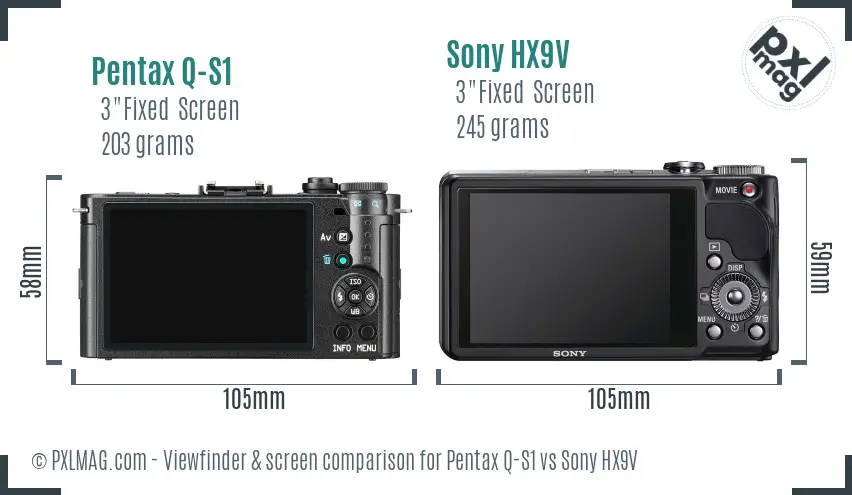 Pentax Q-S1 vs Sony HX9V Screen and Viewfinder comparison
