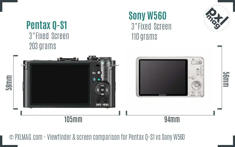 Pentax Q-S1 vs Sony W560 Screen and Viewfinder comparison