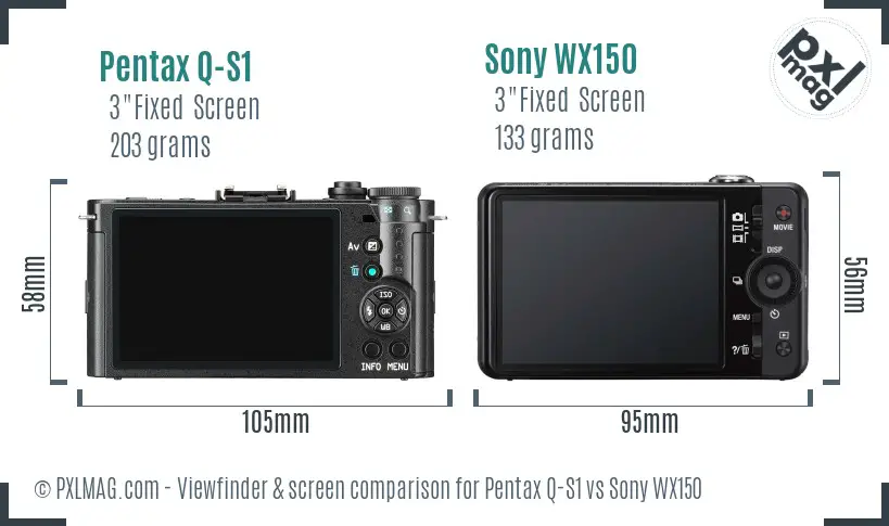 Pentax Q-S1 vs Sony WX150 Screen and Viewfinder comparison