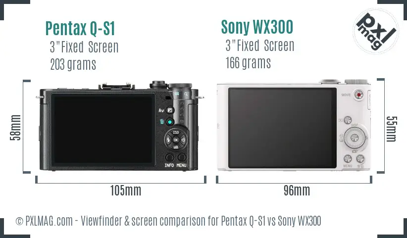 Pentax Q-S1 vs Sony WX300 Screen and Viewfinder comparison