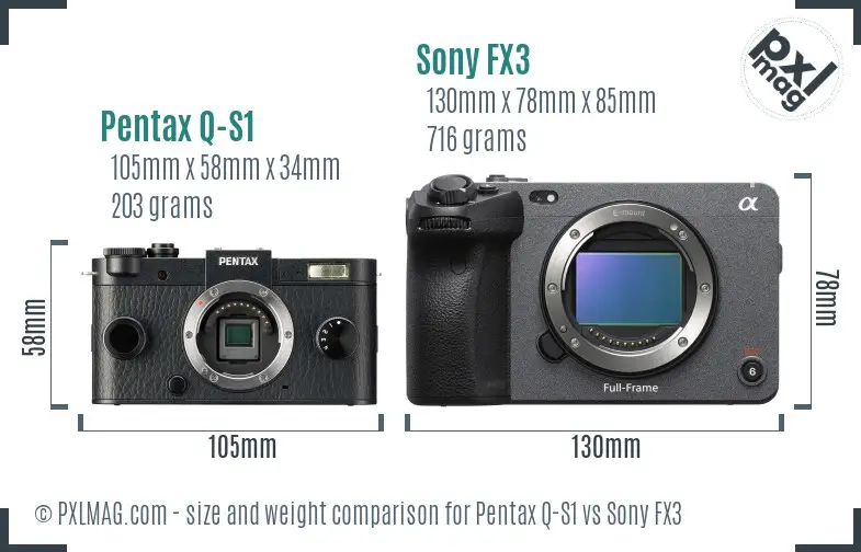 Pentax Q-S1 vs Sony FX3 size comparison Pentax Q-S1 vs Sony FX3 size comparison
