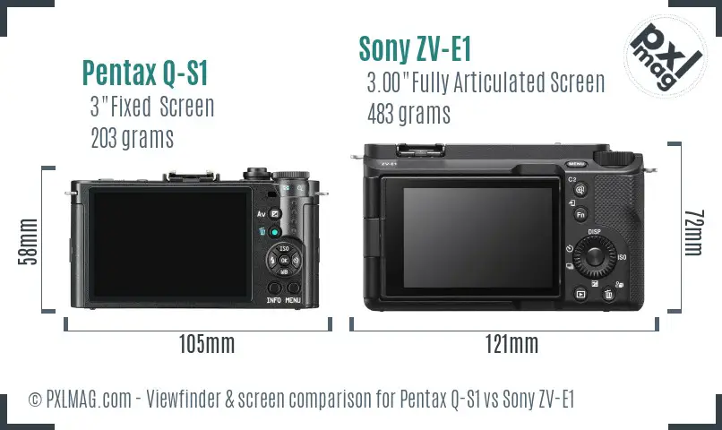 Pentax Q-S1 vs Sony ZV-E1 Screen and Viewfinder comparison Pentax Q-S1 vs Sony ZV-E1 Screen and Viewfinder comparison