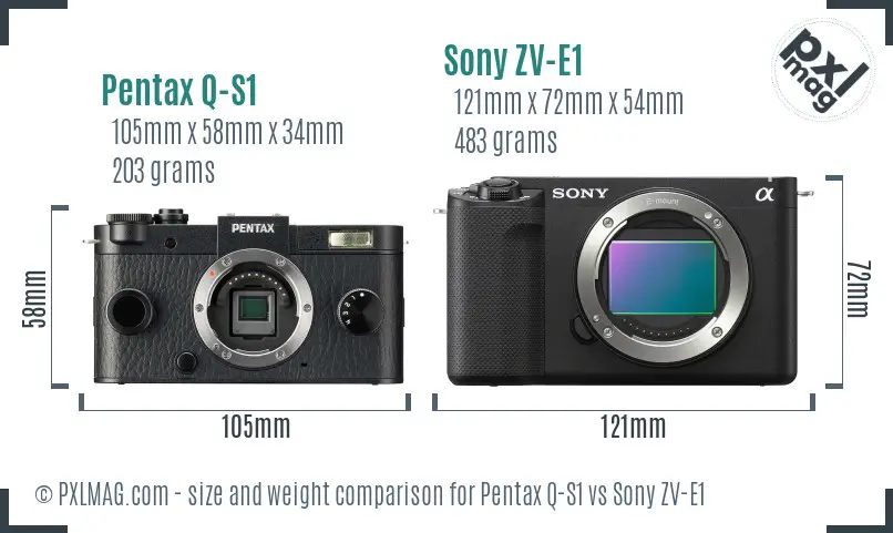 Pentax Q-S1 vs Sony ZV-E1 size comparison Pentax Q-S1 vs Sony ZV-E1 size comparison