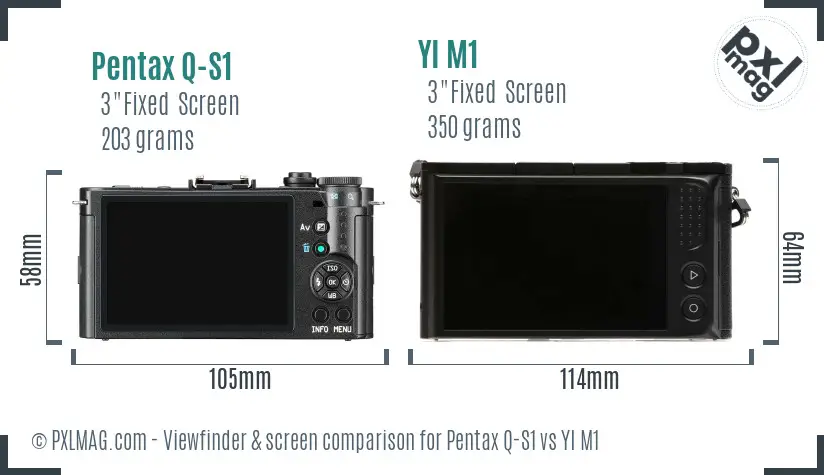 Pentax Q-S1 vs YI M1 Screen and Viewfinder comparison