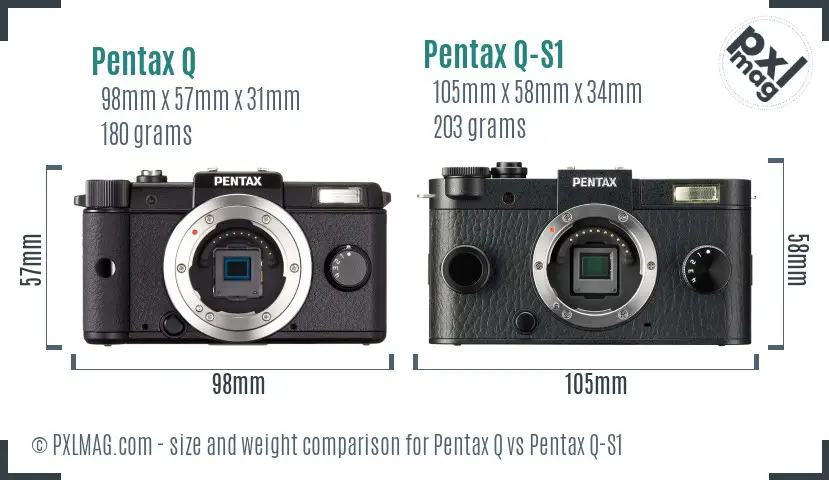 Pentax Q vs Pentax Q-S1 size comparison