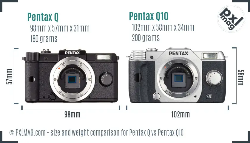 Pentax Q vs Pentax Q10 size comparison