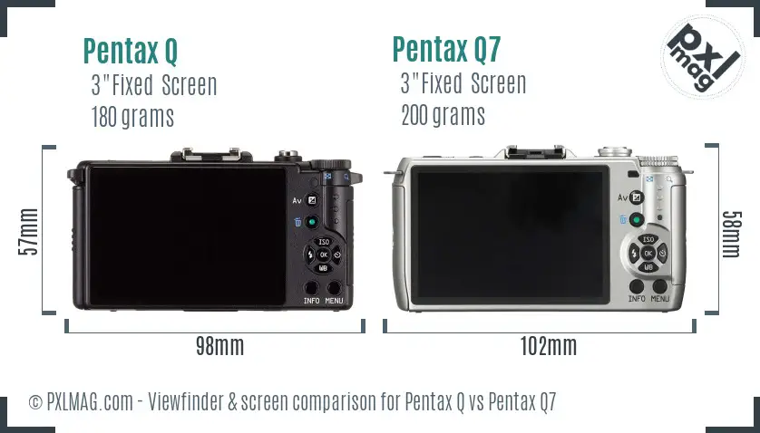 Pentax Q vs Pentax Q7 Screen and Viewfinder comparison