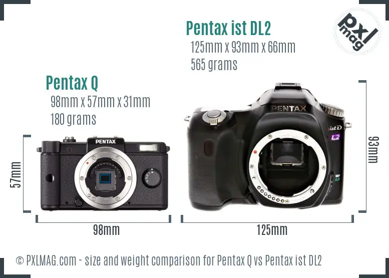 Pentax Q vs Pentax ist DL2 size comparison